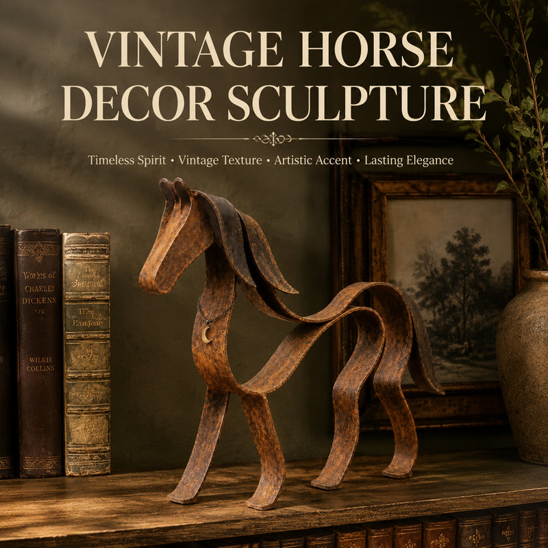 🐎Vintage Sculptural Ribbon Metal Horse Decor