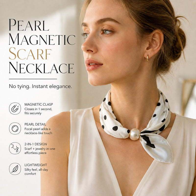 🤍 Pearl Scarf Necklace with Magnetic Clasp