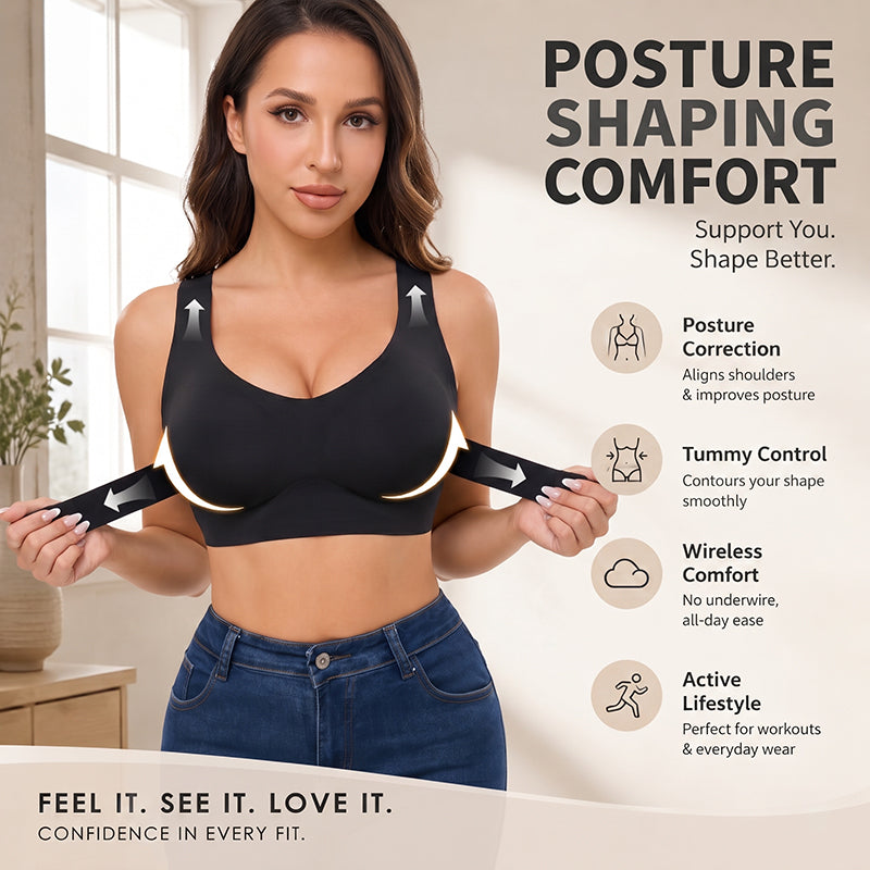 Women’s Posture Correcting Back-Smoothing Sports Bra with Front Closure