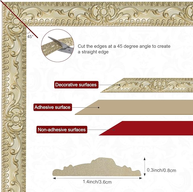 Molding Trim Wall Trim Peel and Stick Wall Molding for Mirror Frames, Furniture, Ceiling Decor