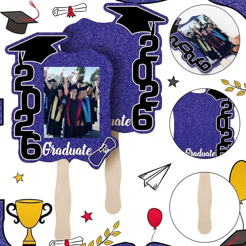 🔥Last Day 49% OFF - 🎓Class of 2026 Graduation Fan Set — Double-Sided Photo Props with Handles