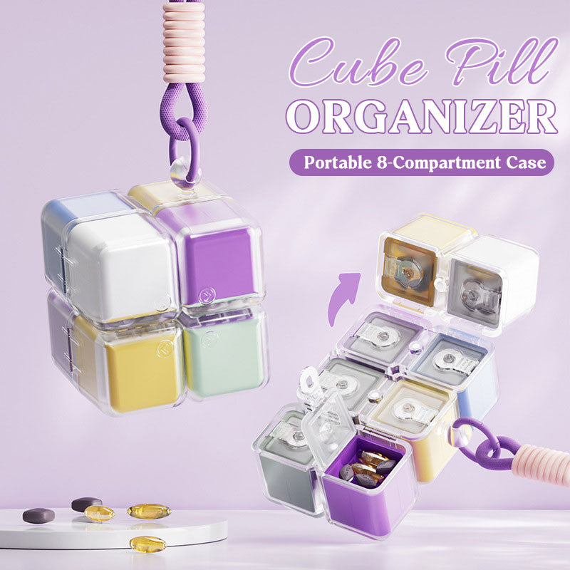 💊 Cube Pill Organizer - Portable 8-Compartment Case