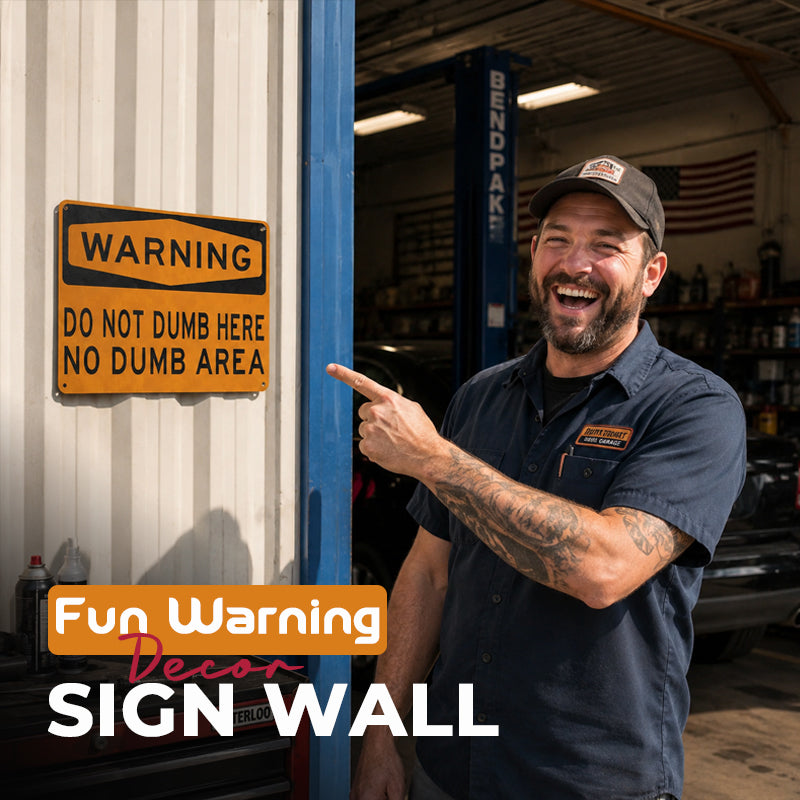 Funny Warning Sign Wall Decor | "Do Not Dumb Here, No Dumb Area" Garage Man Cave Decoration