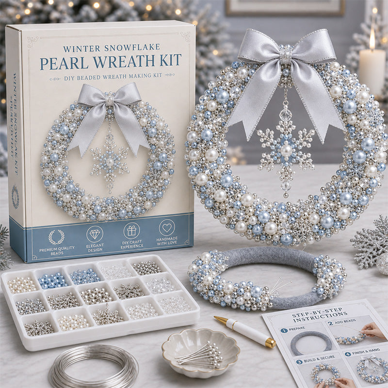 ⏳ Last Day 49% OFF – 🎄✨ DIY Christmas Pearl Wreath Kit – Handmade Beaded Holiday Door Décor 💎🎀