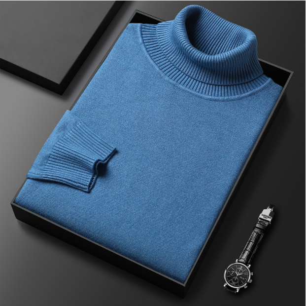 Men's solid color turtleneck sweater
