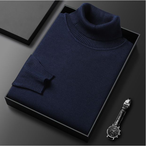 Men's solid color turtleneck sweater