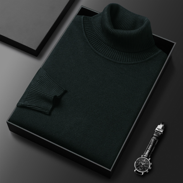 Men's solid color turtleneck sweater