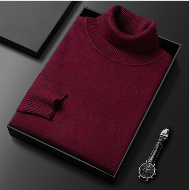Men's solid color turtleneck sweater