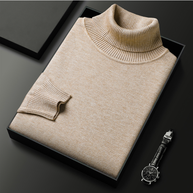 Men's solid color turtleneck sweater