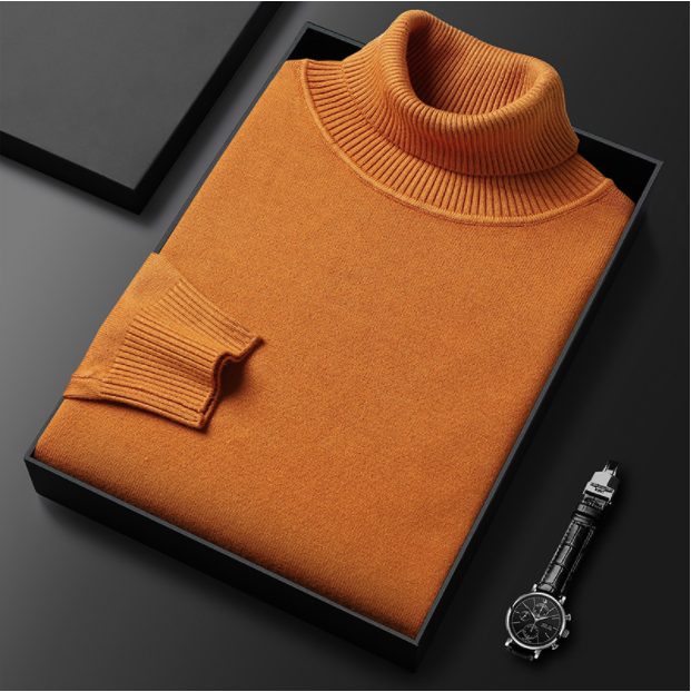Men's solid color turtleneck sweater