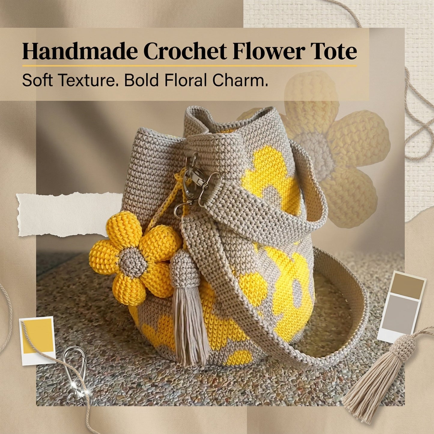 🌼✨Handmade Crochet Flower Tote