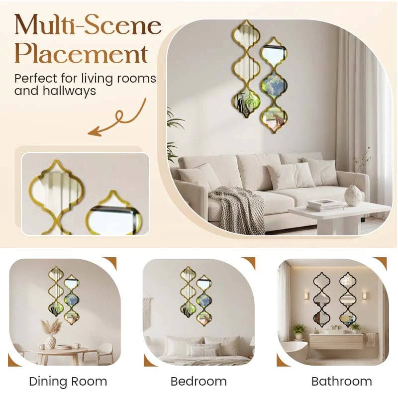 ⏰12PCS 3D Acrylic Mirror Rhombus Wall Stickers
