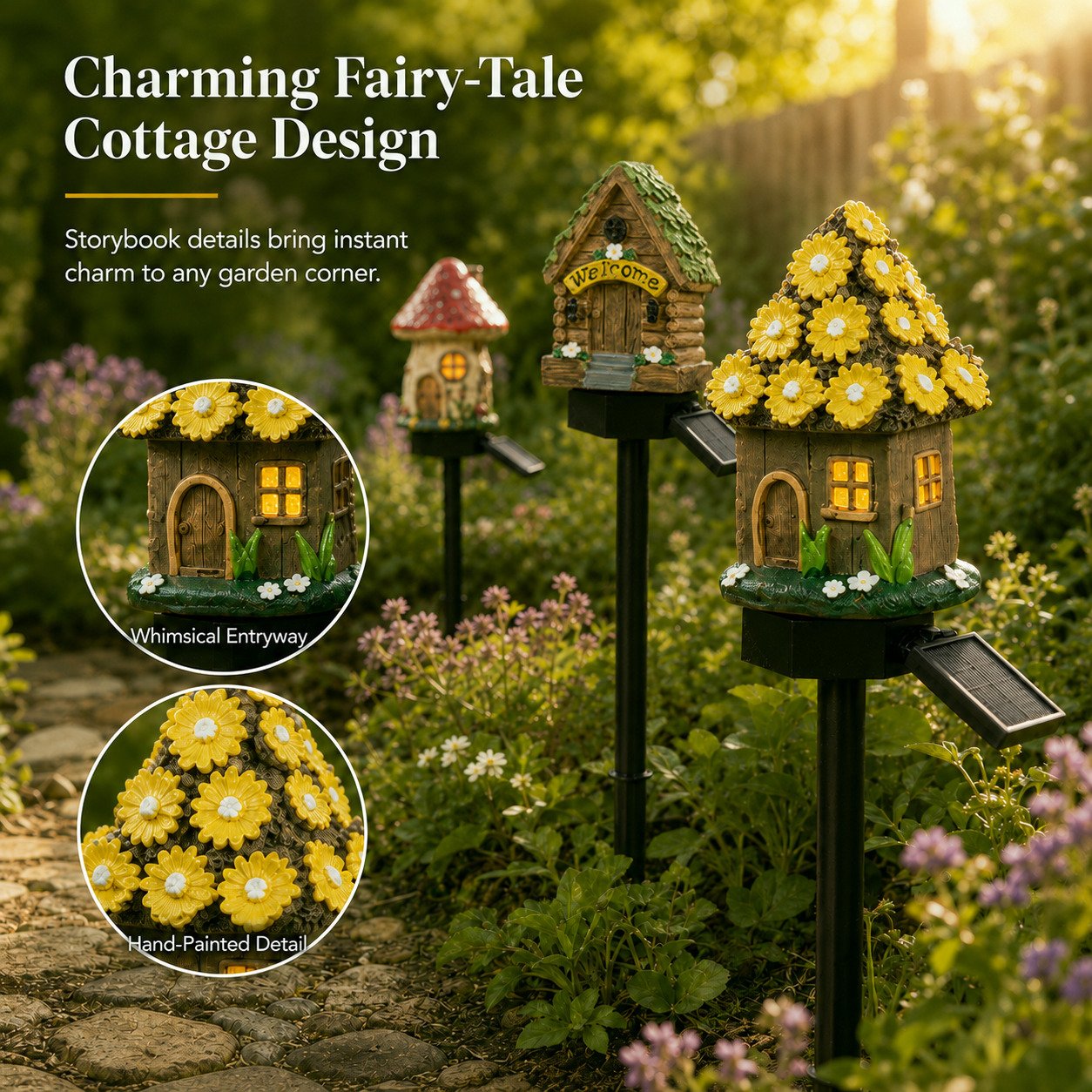 🏆Limited Time Sale 49% OFF🌙🏡Solar Fairy-Tale Mushroom Cottage Garden Light