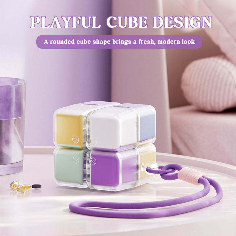 💊 Cube Pill Organizer - Portable 8-Compartment Case