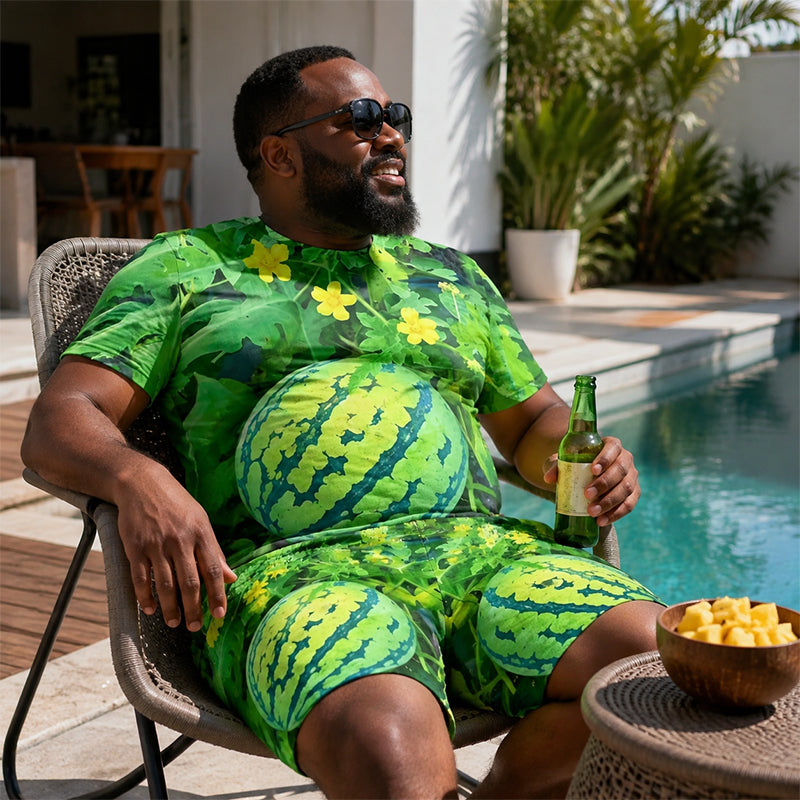🍉 Funny Watermelon Print T-Shirt Set
