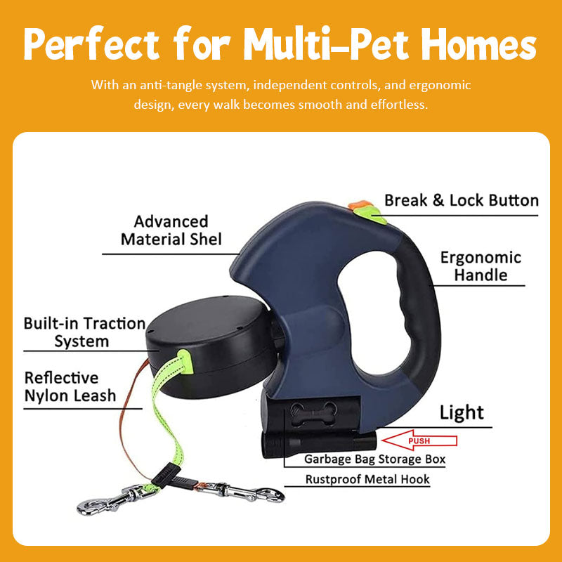 Dual-Head Retractable Dog Leash