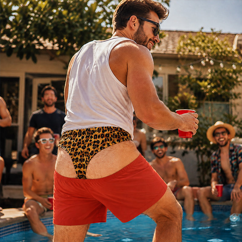 🩳 Men's Leopard Print Beach Shorts