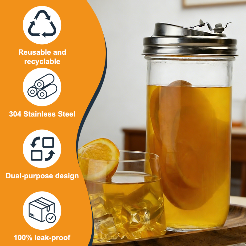 Stainless Steel Wide-mouth Mason Jar Lid 🥤