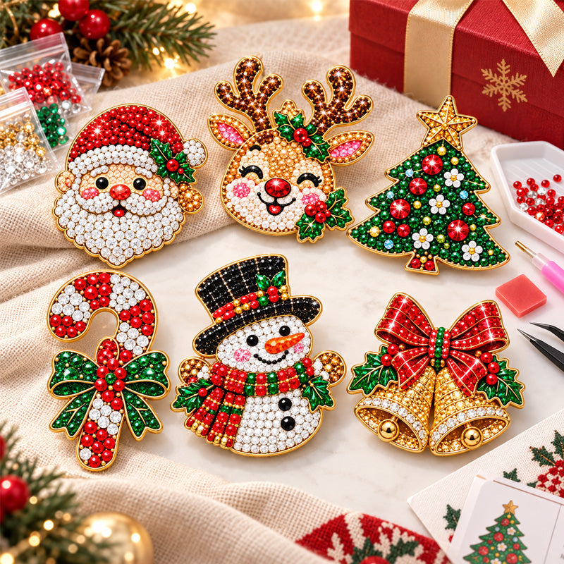 DIY Diamond Painting Christmas Brooch Kit