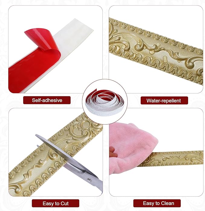 Molding Trim Wall Trim Peel and Stick Wall Molding for Mirror Frames, Furniture, Ceiling Decor