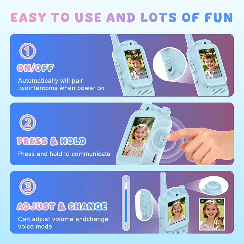 📹 Kids' Video Walkie Talkies – Live Video Chat & 3 Fun Voice Effects