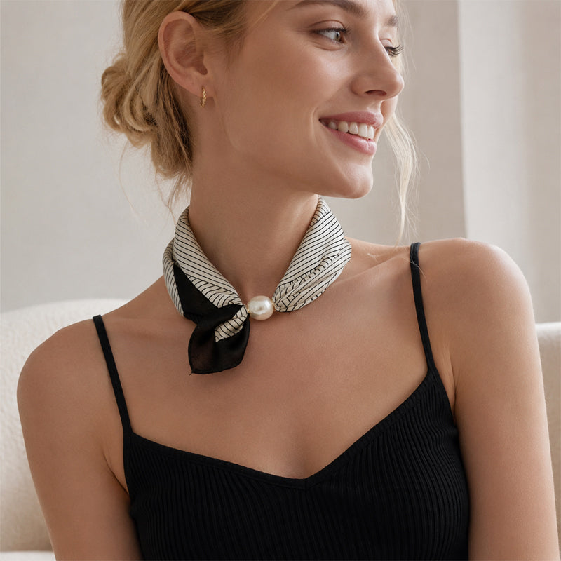 🤍 Pearl Scarf Necklace with Magnetic Clasp
