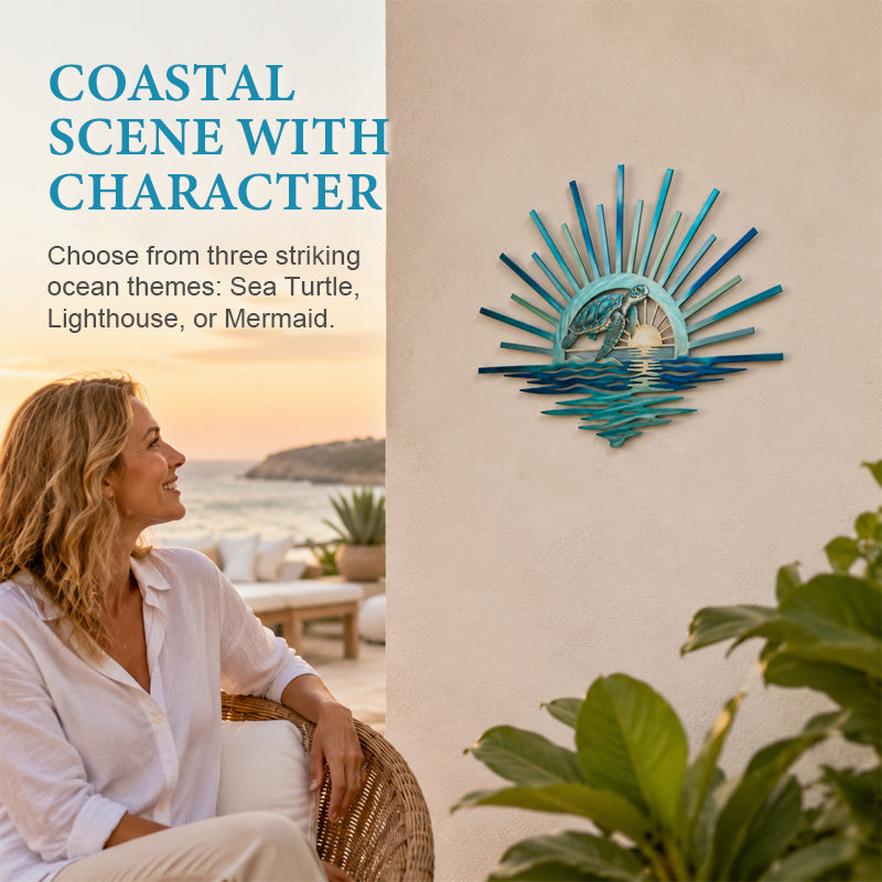 ⏳ Last Day 49% OFF – 🌊 Coastal Sunrise Metal Wall Art🐚