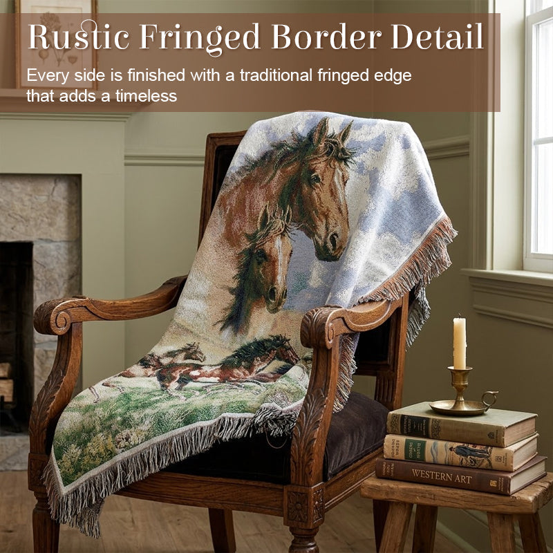 🐎 Spirit of the Wild: Artisan Horse Tapestry Blanket