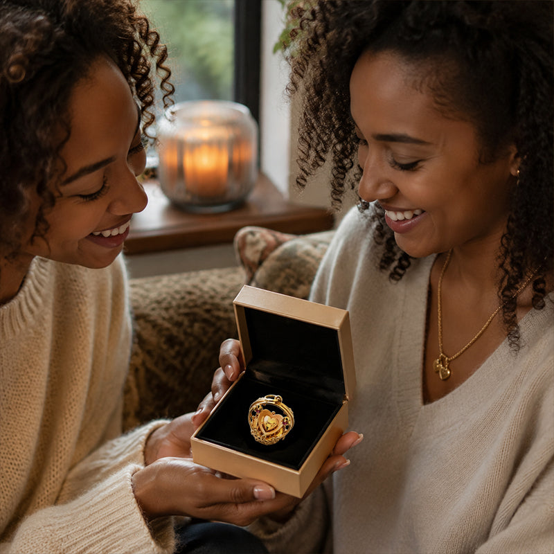 Heartbeat mechanical pendant presented as a gift
