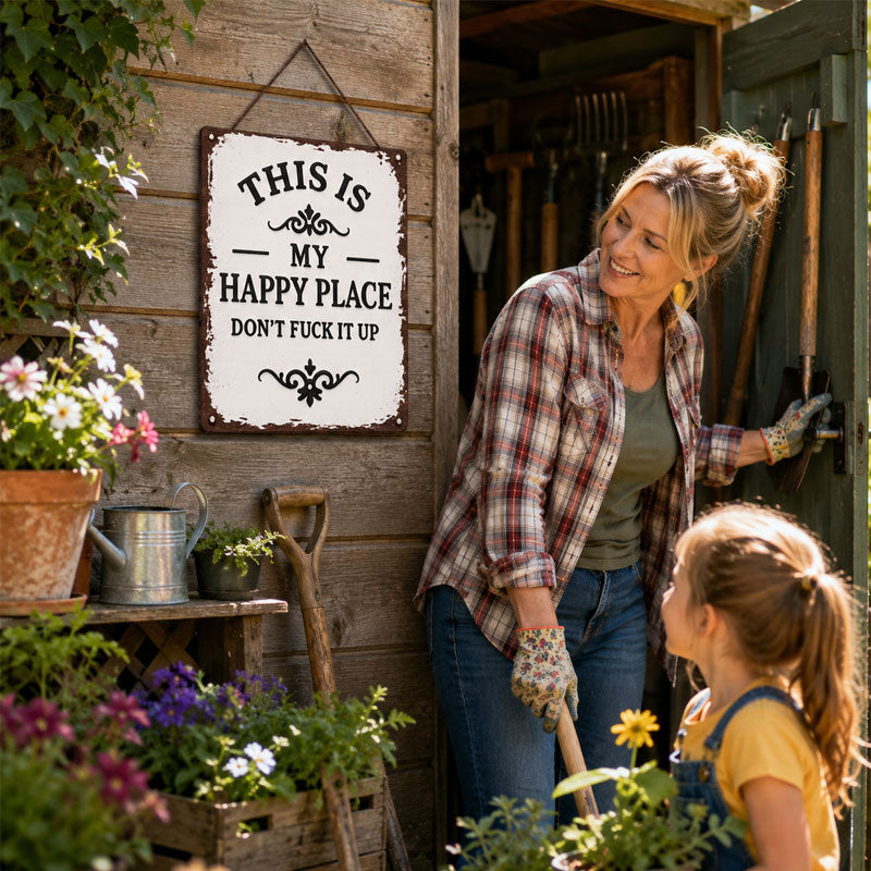 “This Is My Happy Place” Rustic metal Hanging Sign ✨🏡💖