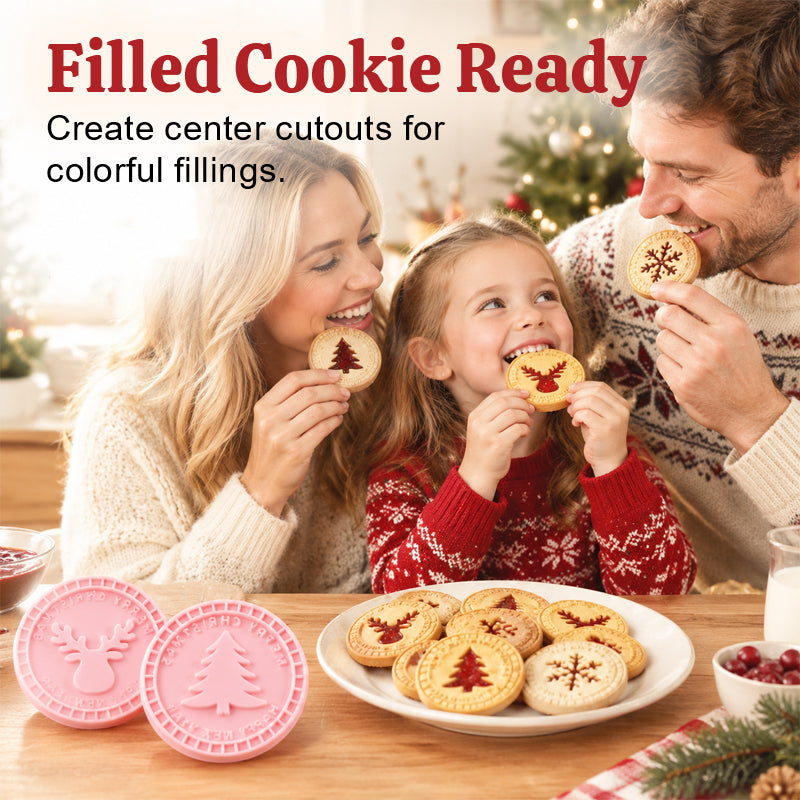 🎄🍪 Festive Christmas Cookie Cutter Set – 3D Holiday Baking Stamps for Reindeer, Snowflakes & More