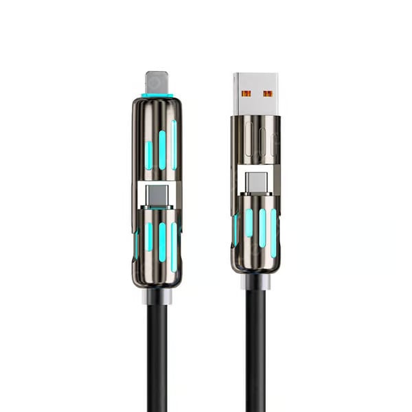 ⏰4-in-1 USB charging cable, fast charging, MAX. 60 W