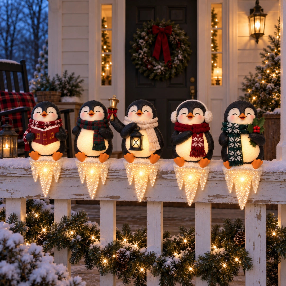 🎄Lighted Penguin Icicle Window Ledge Set
