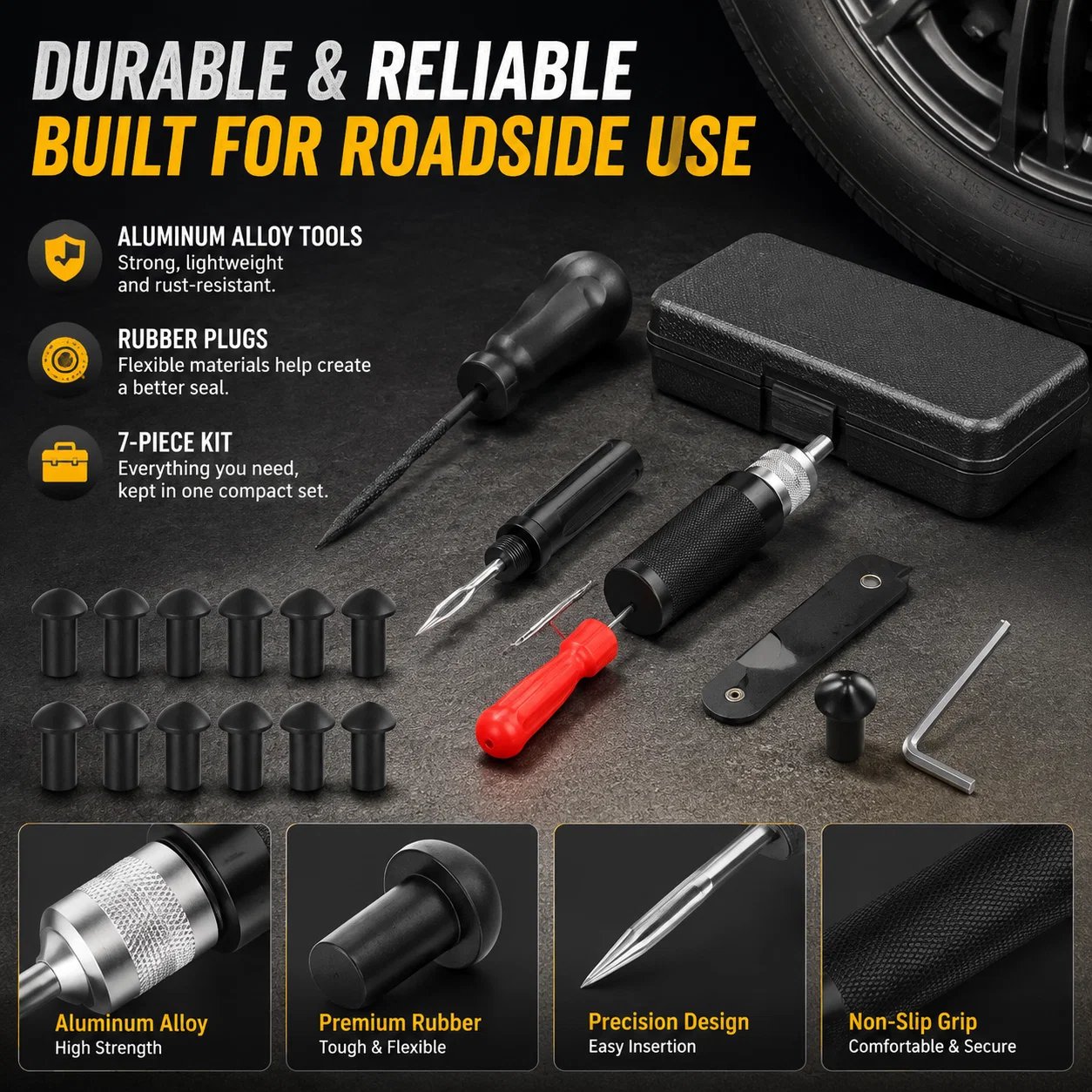 🍄 Mushroom Tire Repair Kit – Compact Roadside Puncture Tool Set
