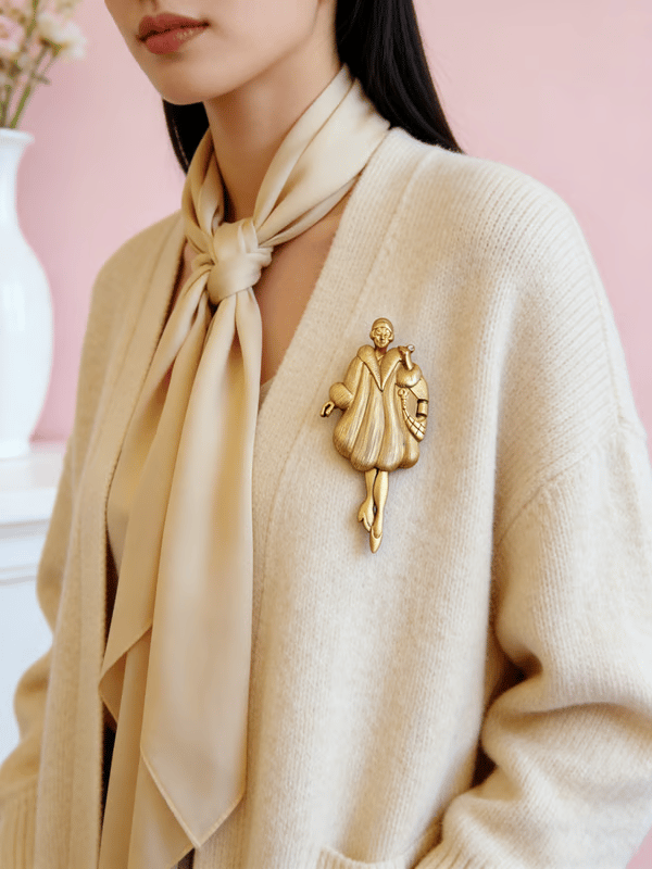 🔥Hot Sale SALE - 💃Vintage 1920s Flapper Girl Movable Figural Brooch