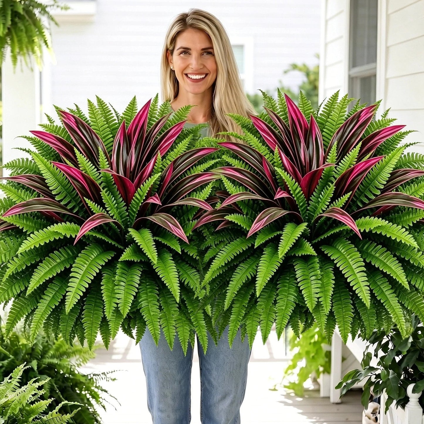 💥Summer Special🔥 UV-resistant artificial ferns & red dragon trees – Full, lush & colourfast!