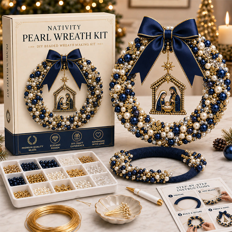 🔥Last Day BUY 3 GET 1 FREE⏳ Last Day 49% OFF – 🎄✨ DIY Christmas Pearl Wreath Kit – Handmade Beaded Holiday Door Décor 💎🎀