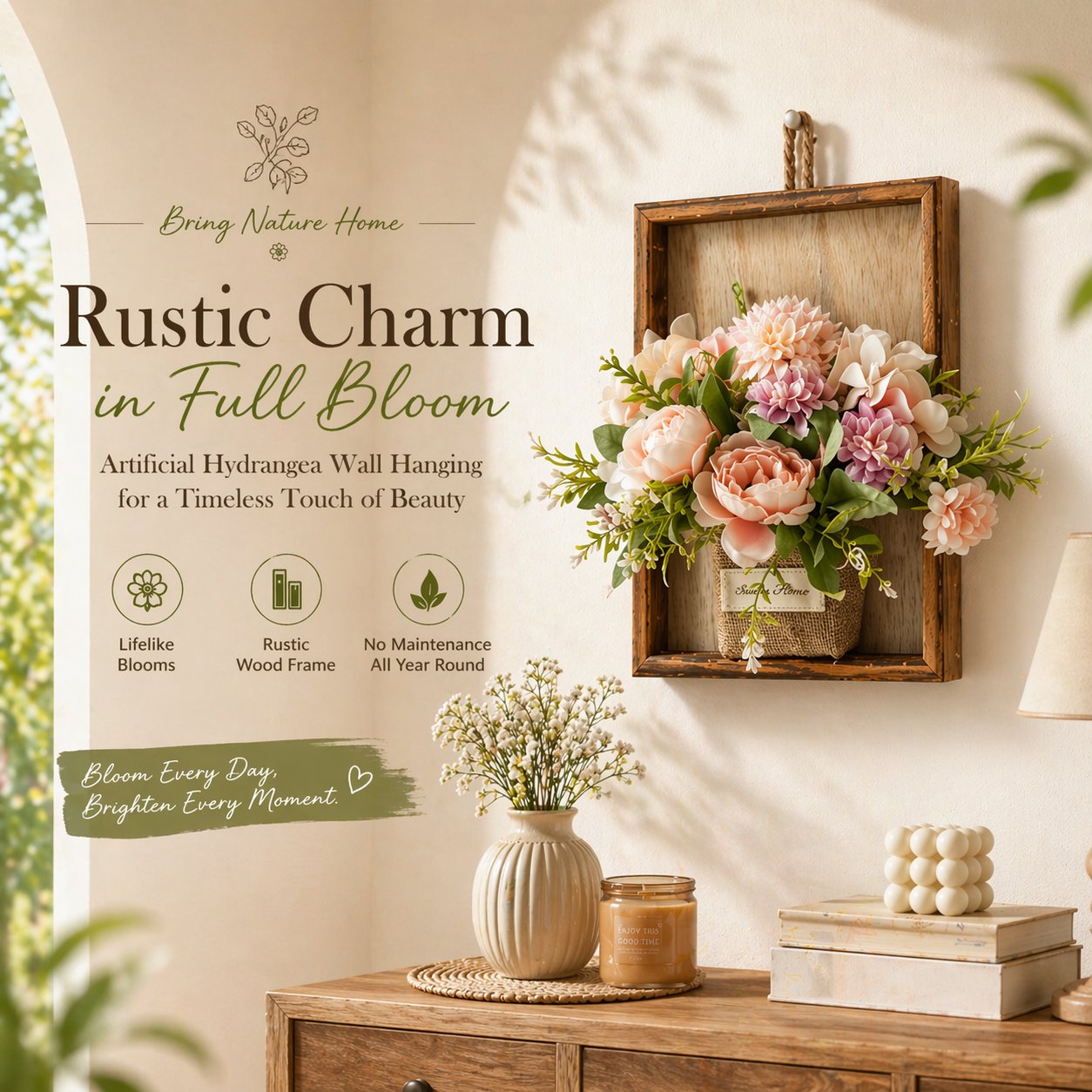 Eternal Bloom: The Rustic Floral Wall Gallery