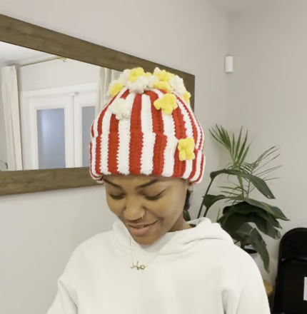 🍿✨Crochet Popcorn Hat: Your New Go-To Cozy Snack Vibe