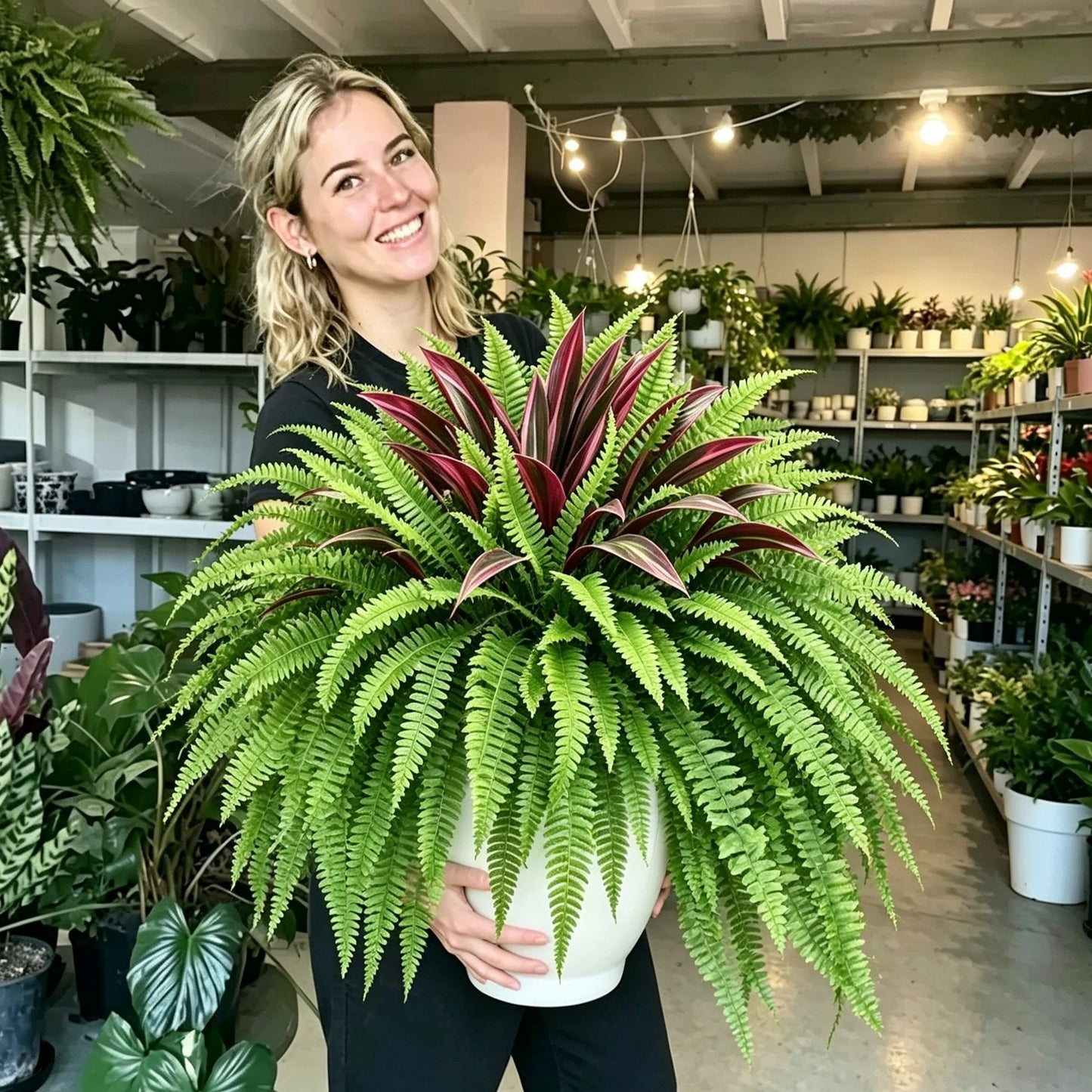 💥Summer Special🔥 UV-resistant artificial ferns & red dragon trees – Full, lush & colourfast!