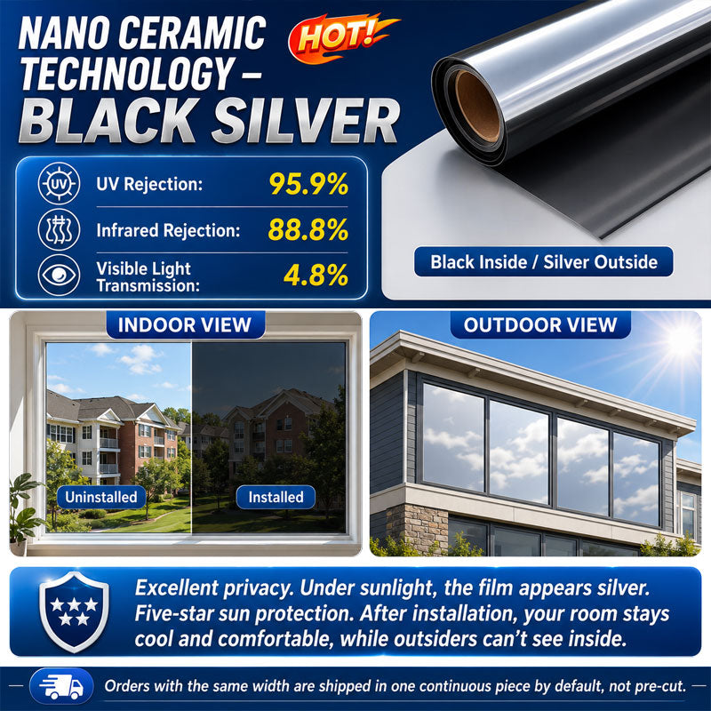 One-Way Privacy Window Film Heat Insulation Balcony Sunshade Glass Sticker Living Room Window Sunscreen