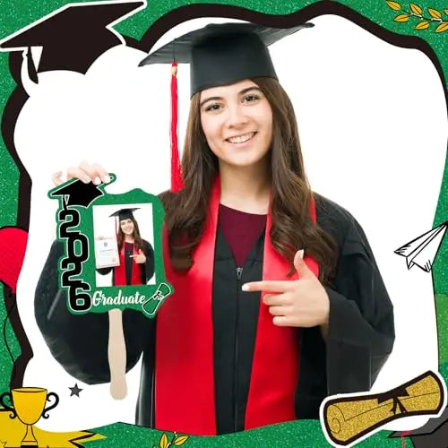 🔥Last Day 49% OFF - 🎓Class of 2026 Graduation Fan Set — Double-Sided Photo Props with Handles