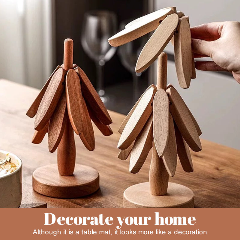 Premium Heat-Resistant Natural Wooden Trivet Set for Hot Dishes