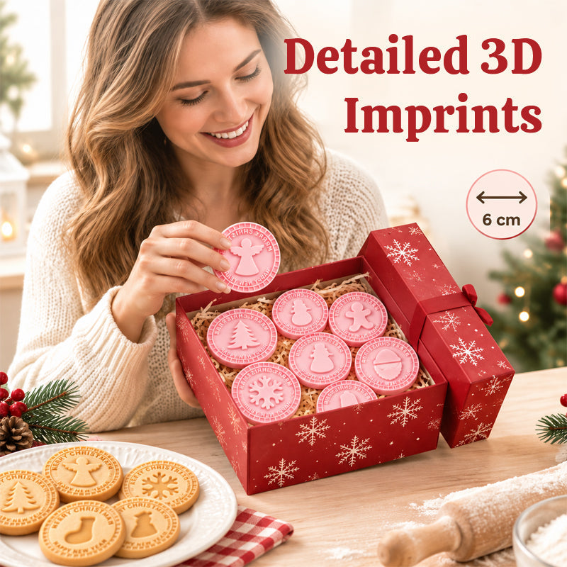🎄🍪 Festive Christmas Cookie Cutter Set – 3D Holiday Baking Stamps for Reindeer, Snowflakes & More