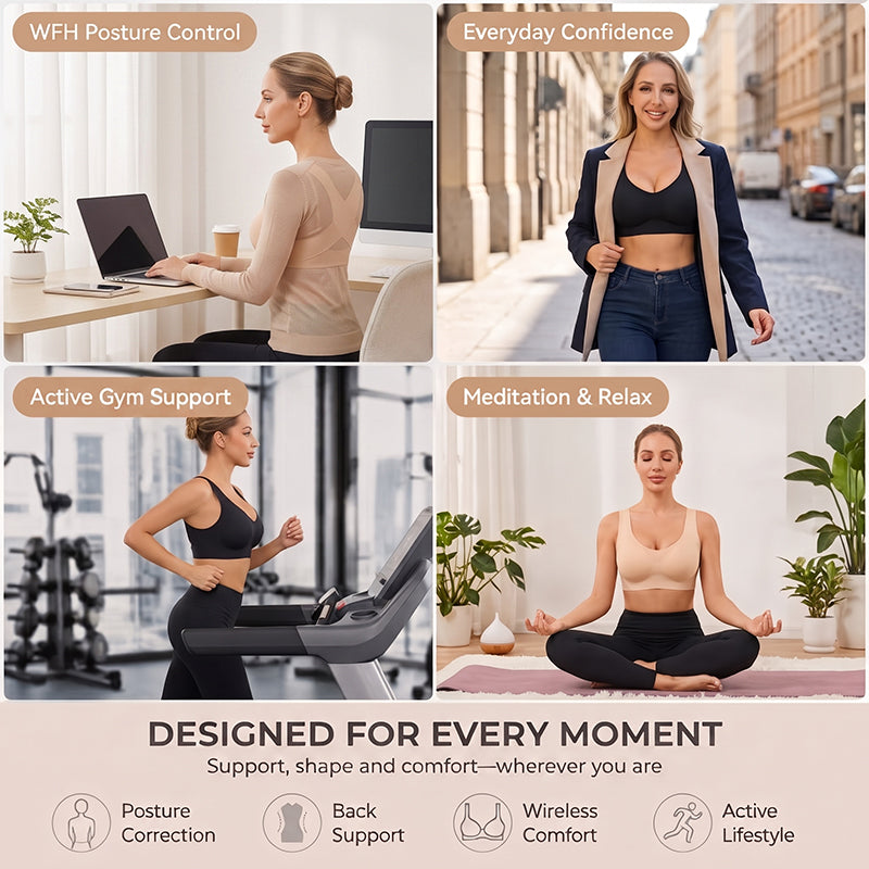 Women’s Posture Correcting Back-Smoothing Sports Bra with Front Closure