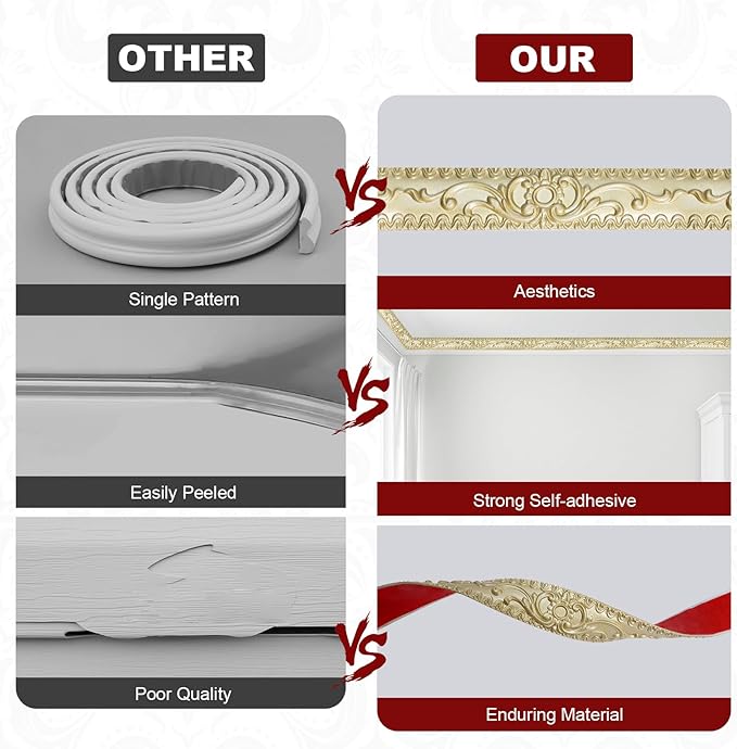 Molding Trim Wall Trim Peel and Stick Wall Molding for Mirror Frames, Furniture, Ceiling Decor