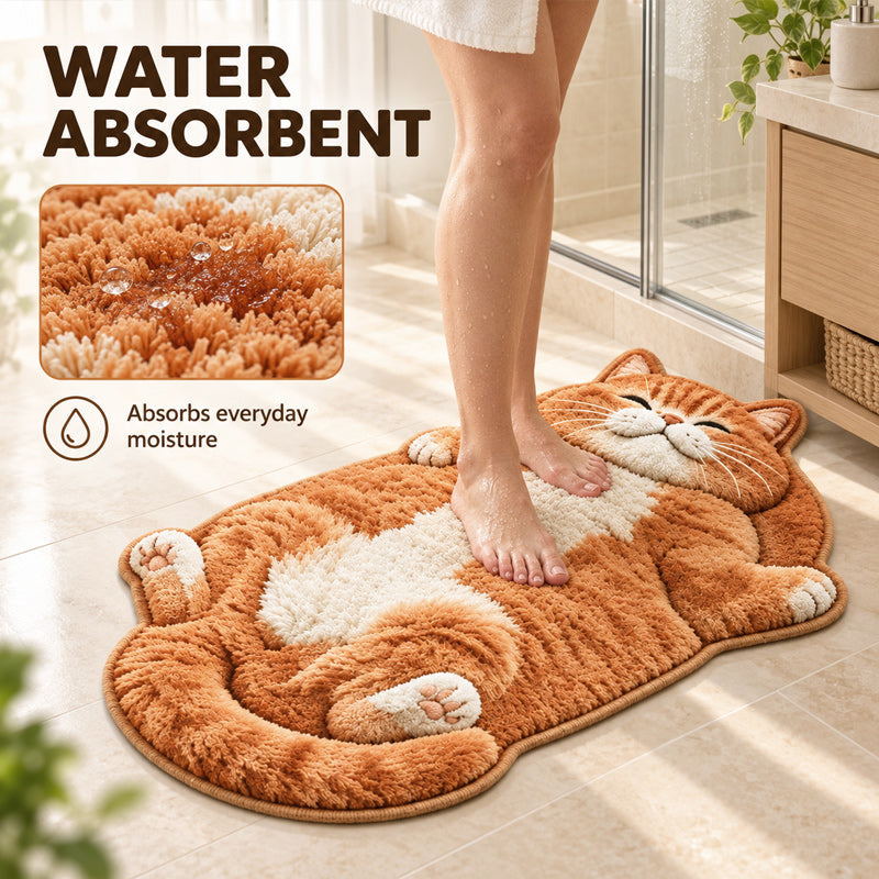 🐱Chubby tabby cat-shaped rug 🤎