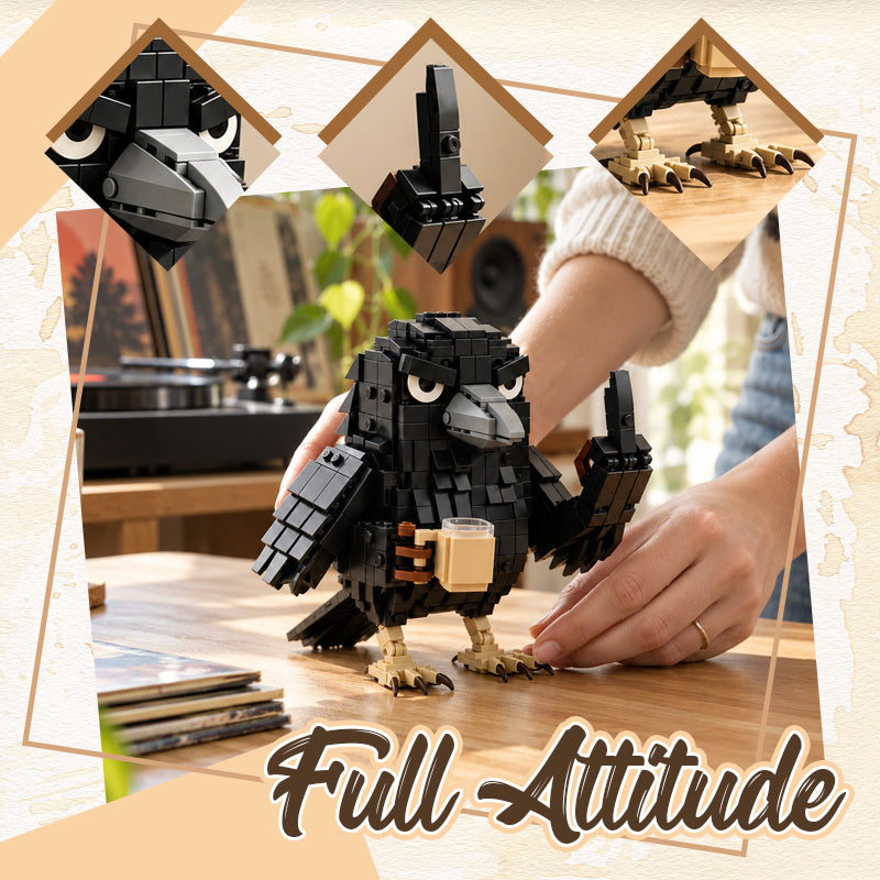 🐦‍⬛ Sarcastic Coffee Crow-- Building Block Set – Funny Do Not Disturb Desk Decor