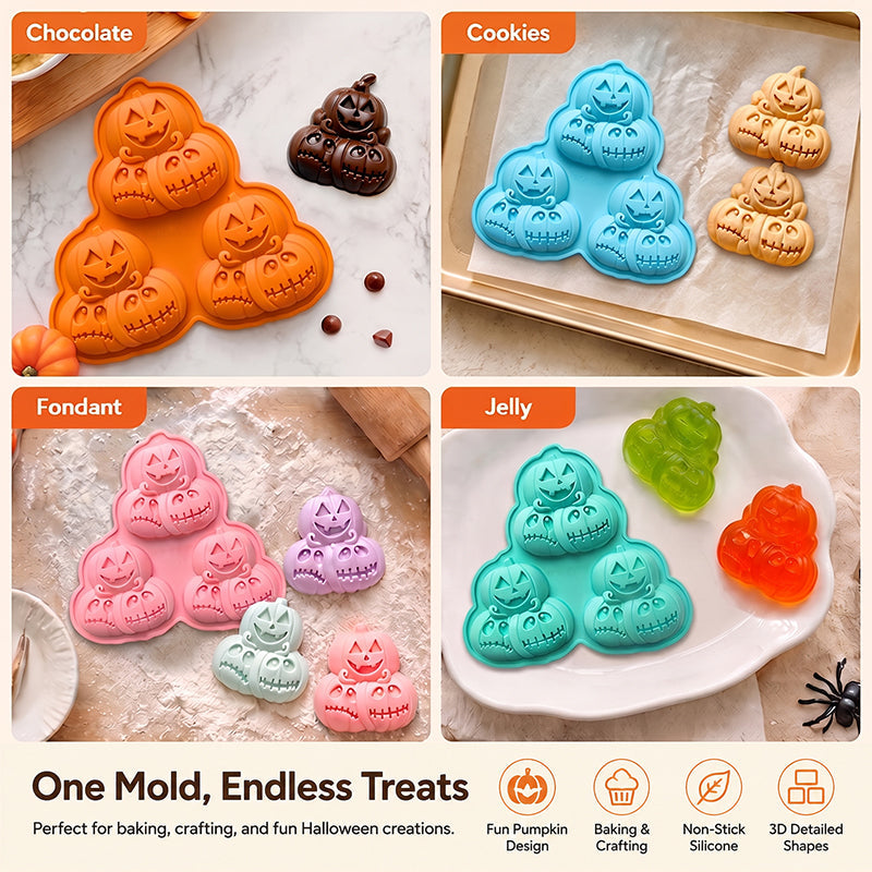 🎃 3-Cavity Halloween Pumpkin Mold