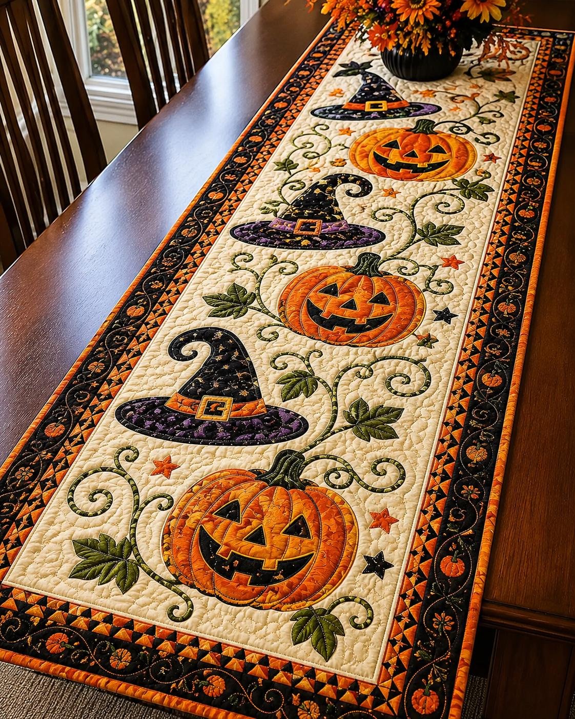 🍂 Autumn Spell Quilted Table Runner – Instant Cozy Fall & Halloween Vibe 🎃